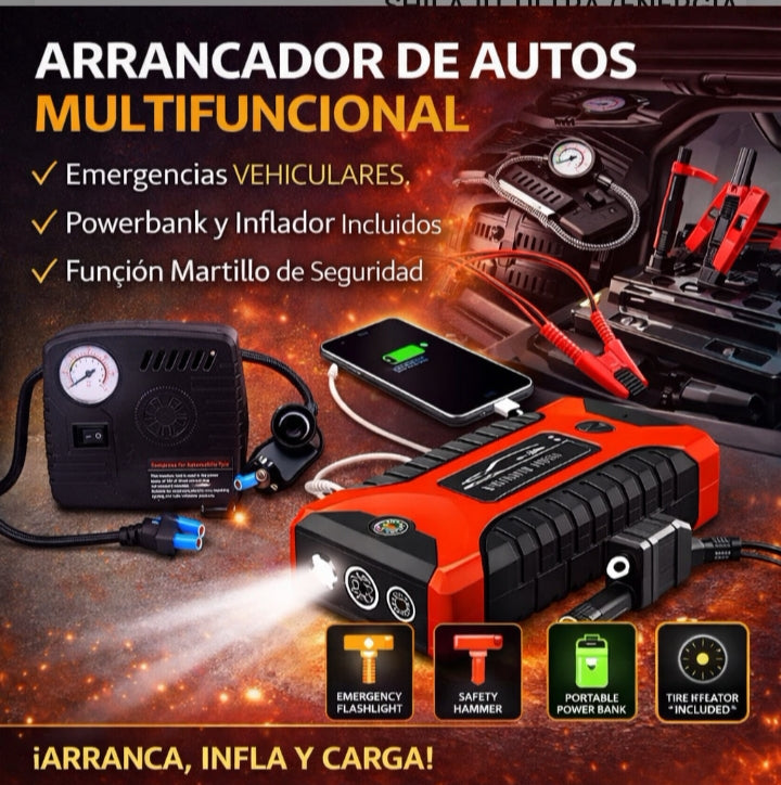 Estacion de Energia Multifuncional 4EN1 Arrancador,Compresor,Powerbank y linterna
